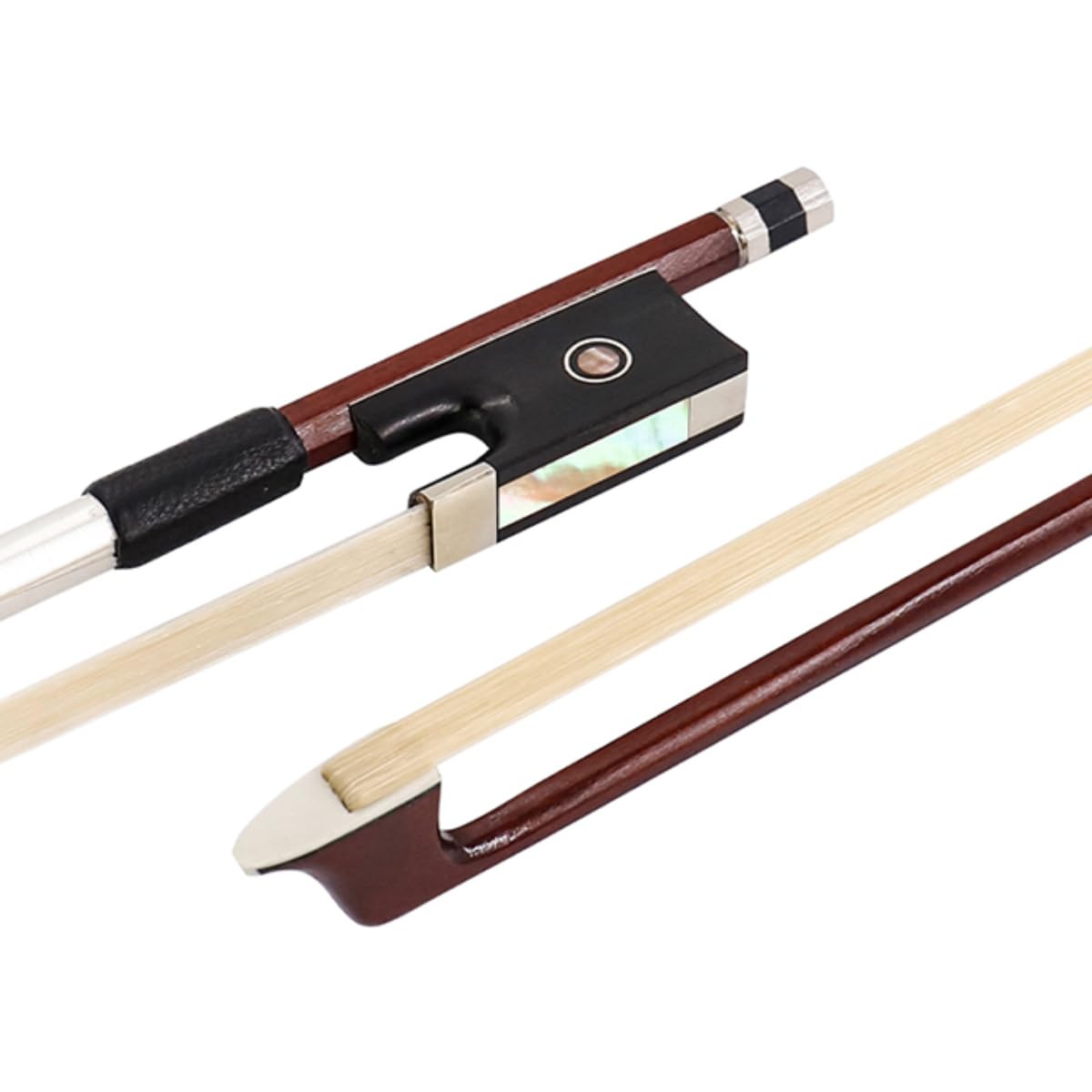 AMZZ Professional 1/2 Violin Bow – Brazilwood, Ebony Frog, White Horsehair, Handmade & Balanced for Students & Advanced Players