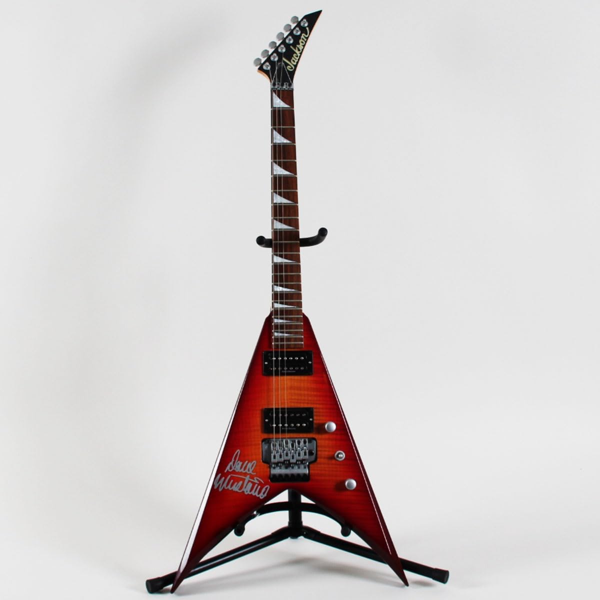 Dave Mustaine Stage-Used Guitar Signed Megadeth Jackson V Sunburst - COA JSA Graded 10 & 100% Authentic Team