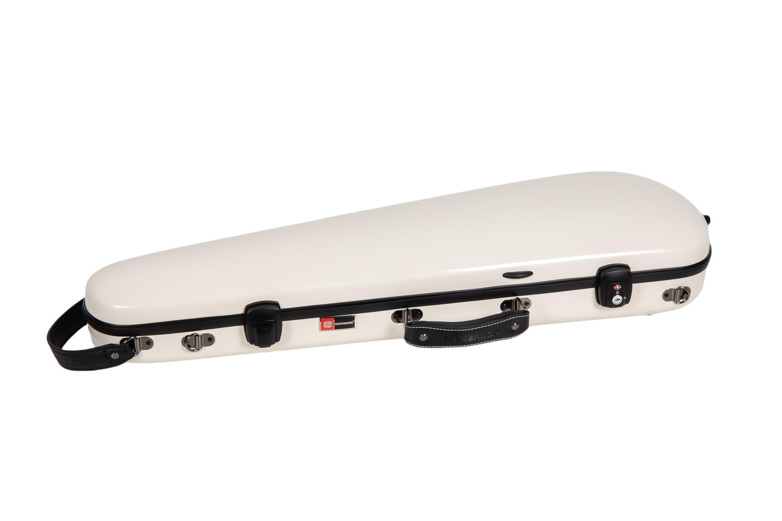 Crossrock Fiberglass Double Violin Case fits Two 4/4 Full-Size Violins- Includes TSA lock, Protective Blanket, Hygrometer, Removable Shoulder Straps- Milky White (CRF2020DVMW)