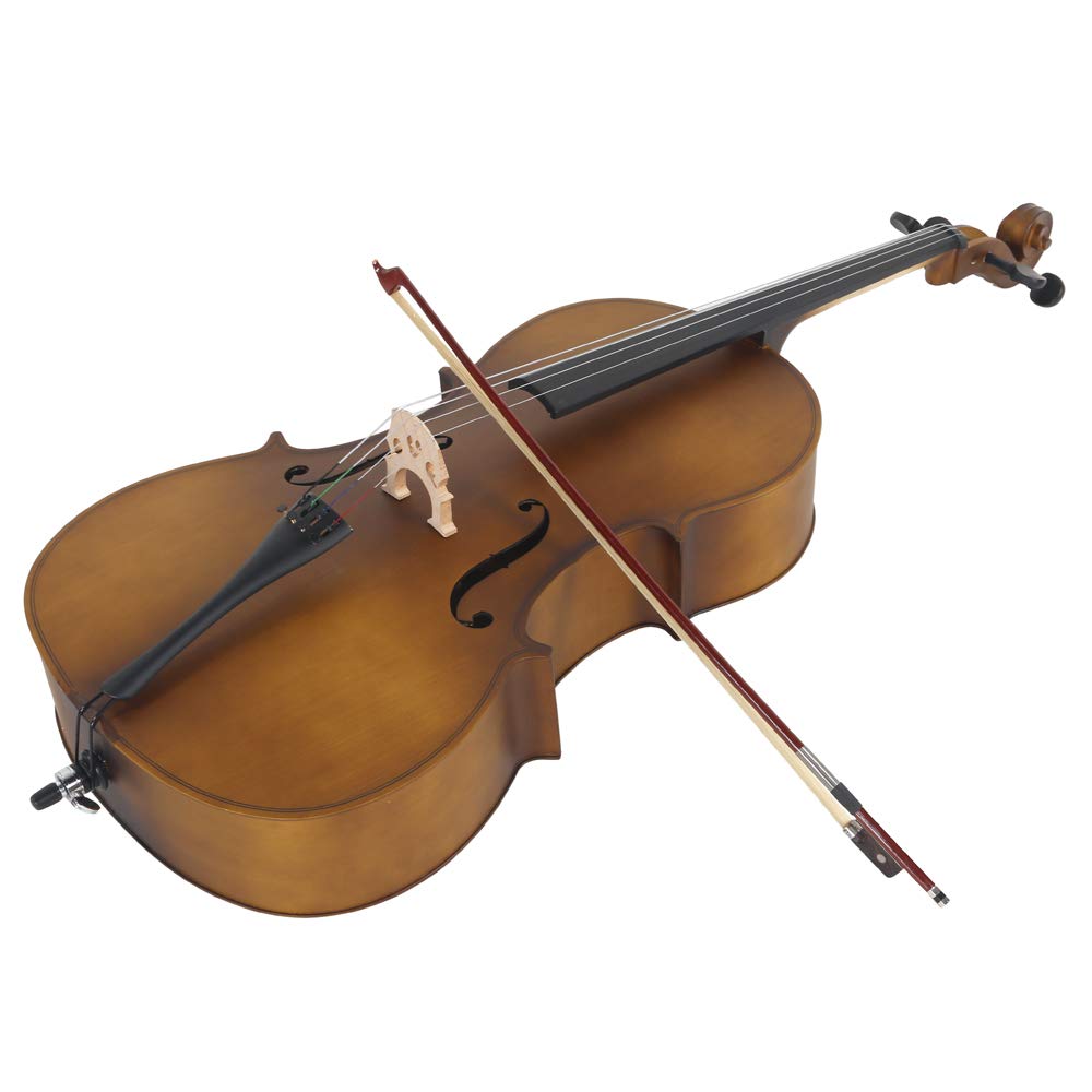 Vasitelan Full-Size Cello, Beginner Cello 4/4, Acoustic Cello Kit with Portable Bag, Bow, Bridge, Rosin, String Musical Instruments (Black)