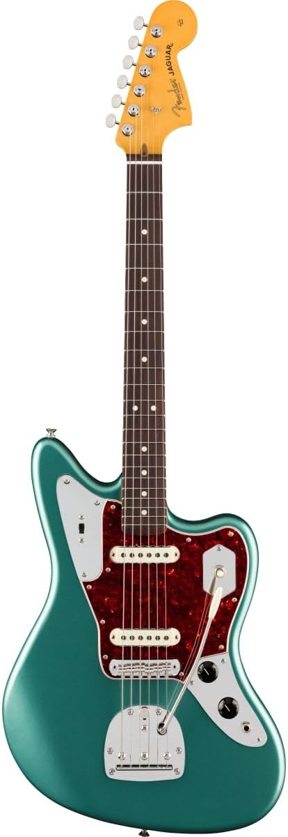 Fender American Professional Classic Jaguar Electric Guitar - Faded Sherwood Green Metallic | Alder Body, Coastline '65 Jaguar Pickups, Modern C Neck, 24 Scale, 22 Frets, Deluxe Gigbag Included