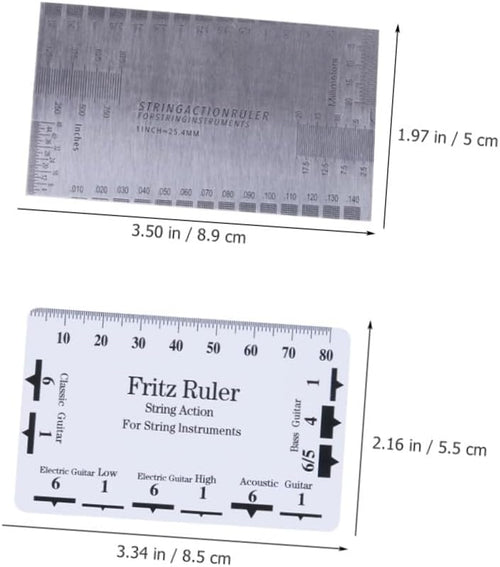 2Pcs String Action Gauge Ruler Measurement Tool for Electric Acoustic and Bass Guitars Includes and Rulers for Precise String Height