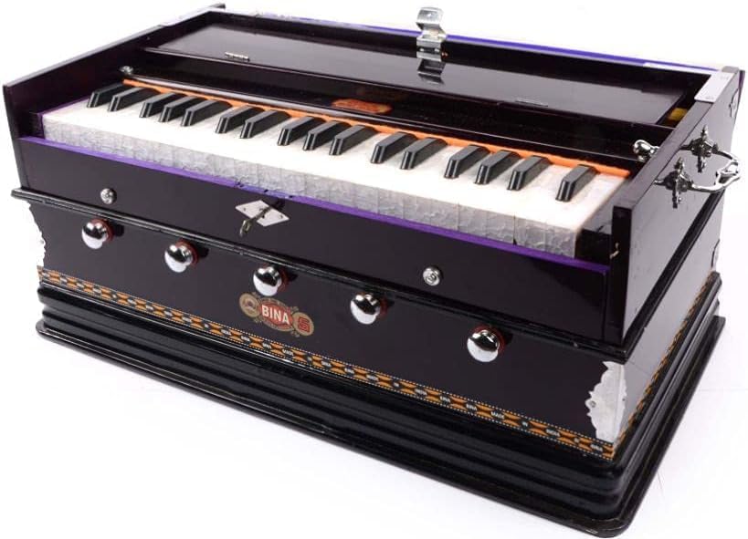 Harmonium by Devyom Musicals - 3 1/4 Octave, Double Reed, Coupler, 7 Stop, Book, Bag, A440 Tuned, Mahogany Indian Musical Instrument,Harmoniums Baja Baaja Vaja (PDI-DB)