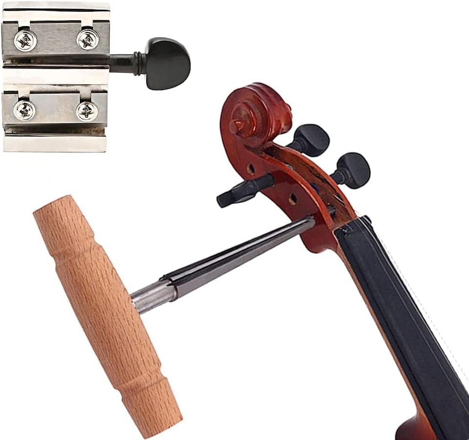 Violin Tuning Peg Reels Shaver and Reamer Set, Natural Maple Wood, Professional Shaving Tools for 3/4-4/4 Size Violin, 4-Fluted Pin Hole Reamer