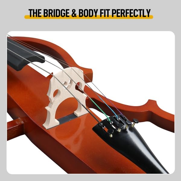 4/4 Full-Size Electric Cello Package for Adults & Beginners, Includes Portable Case, Bow, Rosin, Earphones, and Connection Cable - Natural Finish