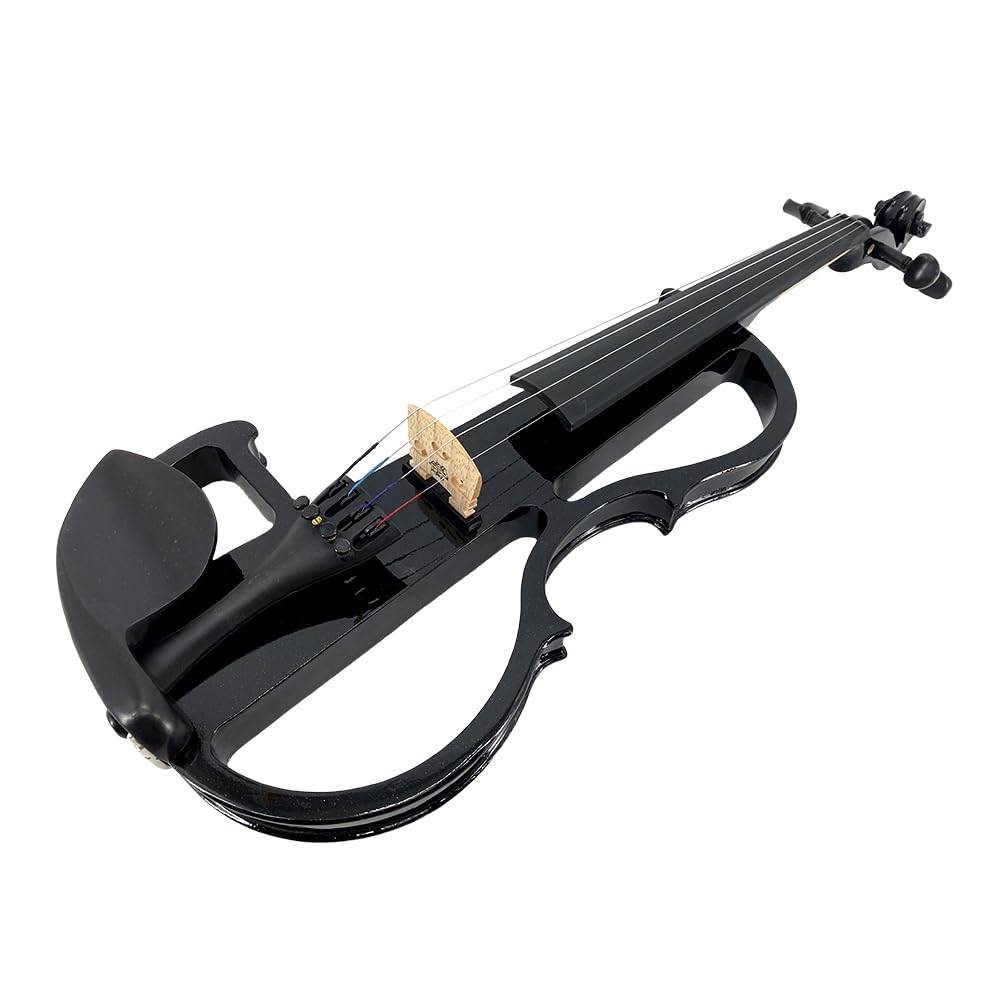 Vetimobato Electric Violin 4/4 Full Size Solid Wood Silent Violin Set for Adults Beginner Practice Electric Fiddle with Ebony Fittings Hard Case & Bow(4 String White)