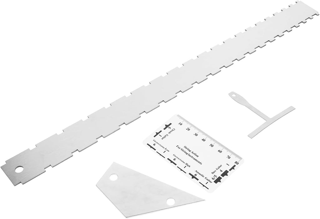 12pcs Guitar Luthier Tools Set with Radius Gauge String Action Ruler Fret Rocker Straight Edge Metal Precision Measuring Kit for Electric Acoustic Bass Guitar Maintenance and Setup