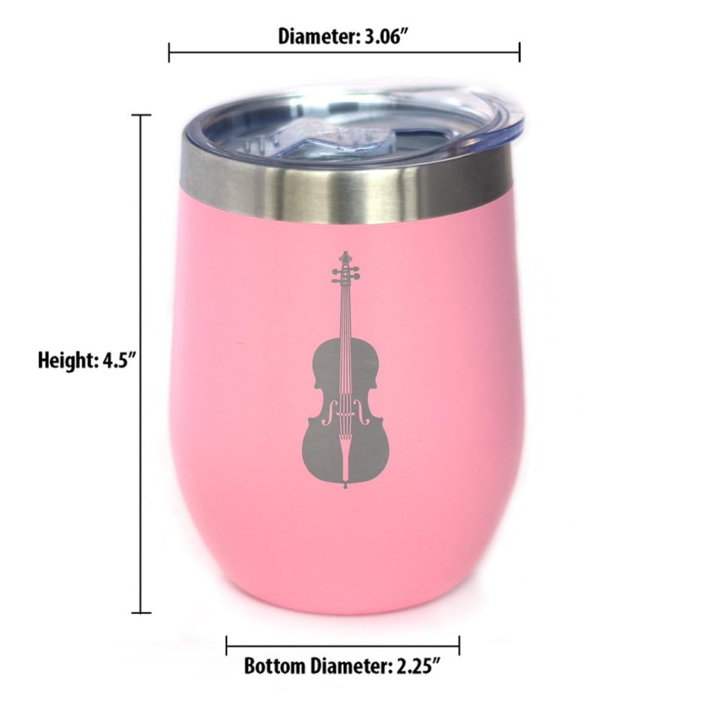 Bevvee Cello - Wine Tumbler Cup with Sliding Lid - Stainless Steel Insulated Mug - Orchestra Gifts for Cellists - Teal