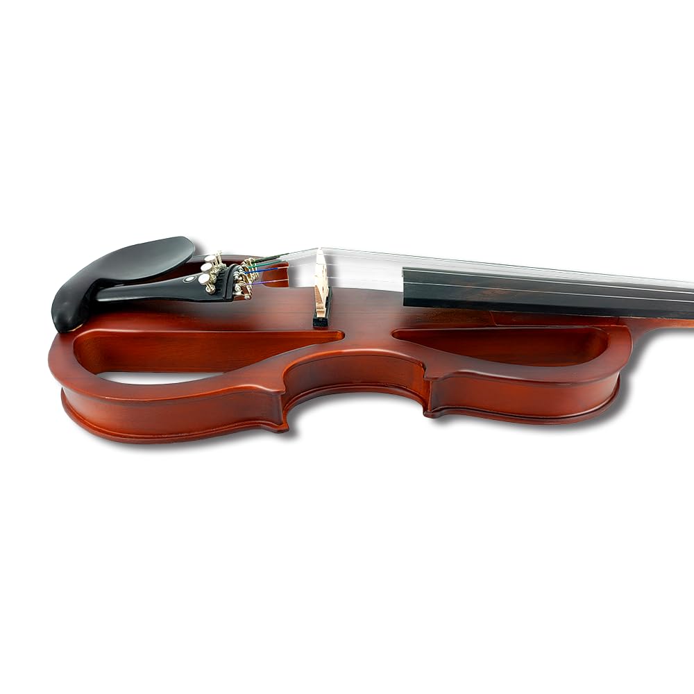 Vetimobato Electric Violin 4/4 Full Size Solid Wood Silent Violin Set for Adults Beginner Practice Electric Fiddle with Ebony Fittings Hard Case & Bow(4 String White)