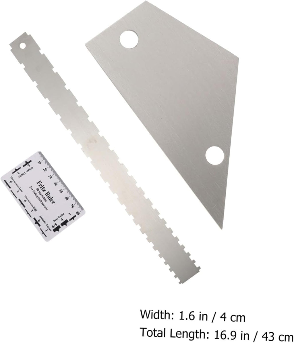 3Pcs Guitar Leveling Ruler Set with Notched Straight Edge Electric Bass Fret Rocker Measuring Tool for Guitar Neck Fretboard Action Adjustment