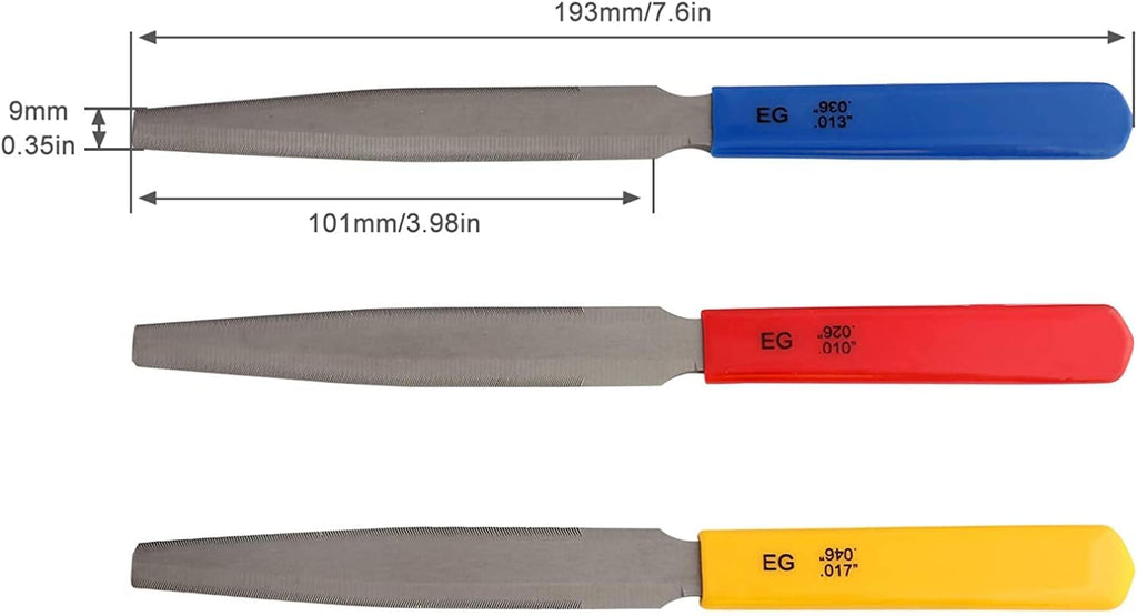 BAIYUXING,Electric Guitar files 3pcs,Acoustic Guitar file 3pcs,Bass Guitar flies 3pcs,Tapered Nut Files Double Edge Nut Slotting Files,Fret Crowning Files, Luthier tools(Electric Guitar files)