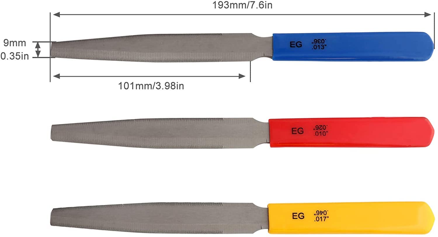 Electric Guitar files set,Acoustic Guitar file set,Bass Guitar files set,Tapered Nut Files Double Edge Nut Slotting Files,Fret Crowning Files Luthier Tools 3pcs set(Bass Guitar files)