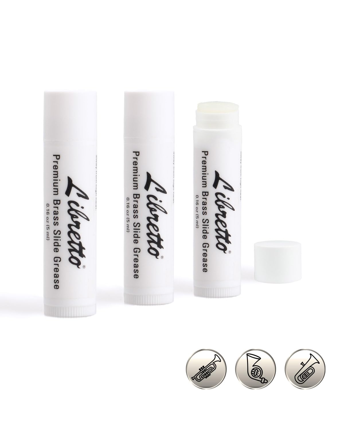 Libretto Premium Brass Slide Grease Stick, 0.16 oz (5 ml), Odorless & Pure, Great Materials from Japan, 100% Special-blended Formula, Thick & Sticky, Best to Extend Life of Trumpet, French Horn & Tuba