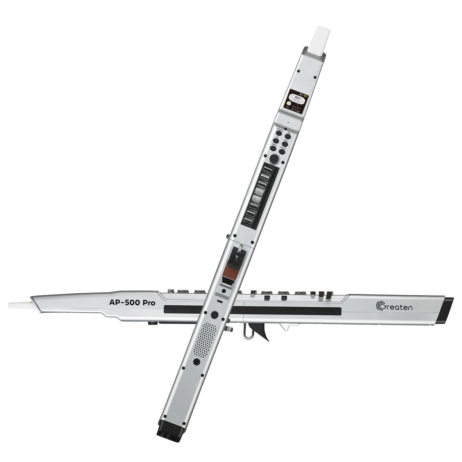 AP 500 Pro Electronic Wind Instrument with Dual Timbres, 120 Tones, Touch Bend Plate, OLED Display, Built-in OTG, Voice Control Digital Saxophone For Practice or Performance (Sliver)