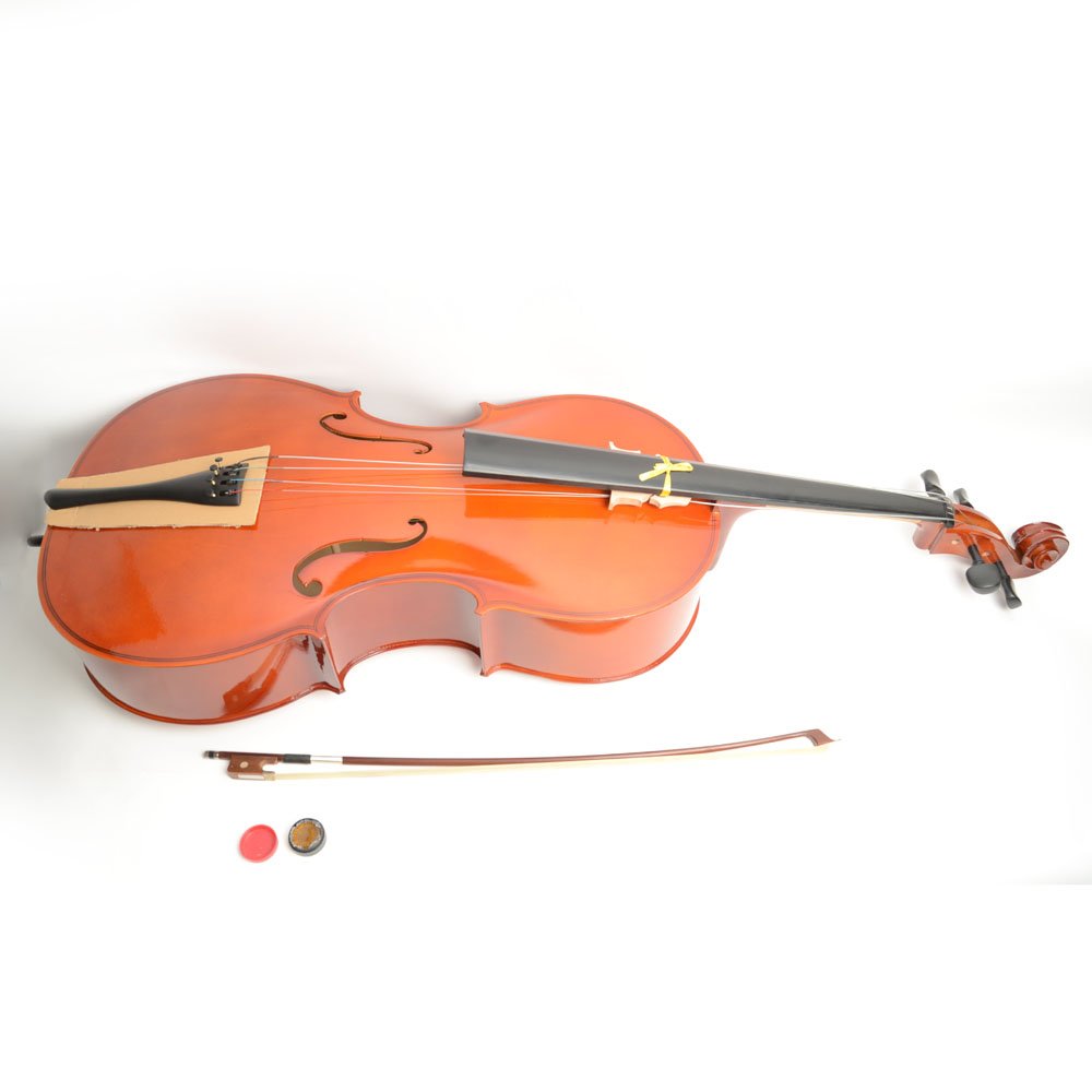 Vasitelan Full-Size Cello, Beginner Cello 4/4, Acoustic Cello Kit with Portable Bag, Bow, Bridge, Rosin, String Musical Instruments (Black)