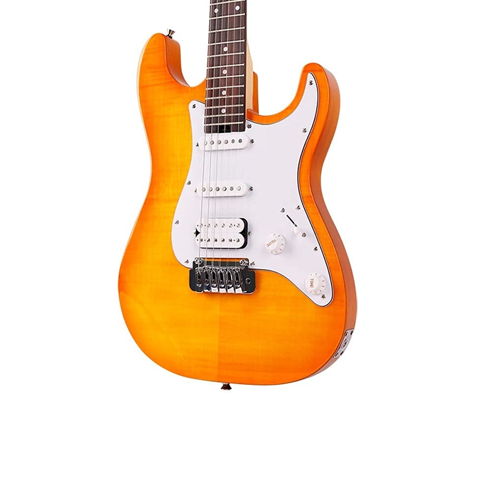 Professional Performance Rock Roll Rock Beginners Practice Electronic Guitar Set Roll Blues Heavy Metal Popular Music Electric Guitar with Big Bag Guitar Polishing Cloth Picks Orange (Orange)