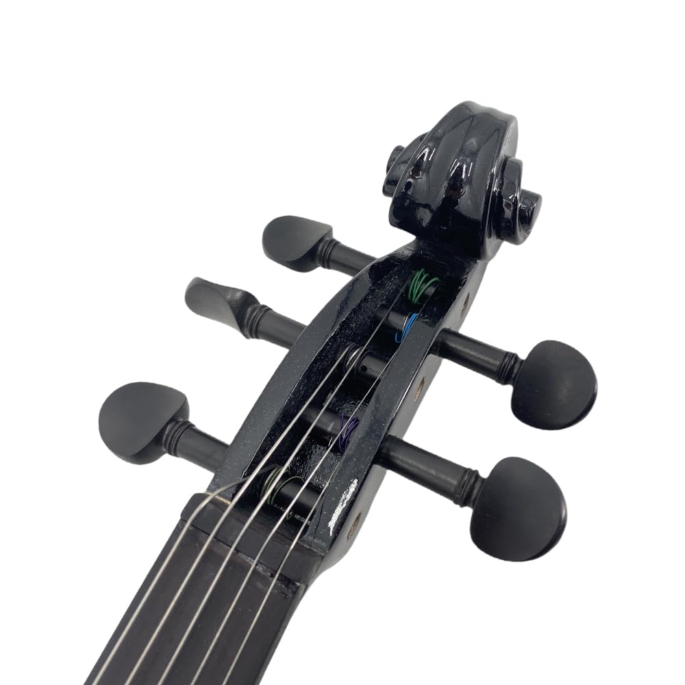 Vetimobato Electric Violin 4/4 Full Size Solid Wood Silent Violin Set for Adults Beginner Practice Electric Fiddle with Ebony Fittings Hard Case & Bow(4 String White)