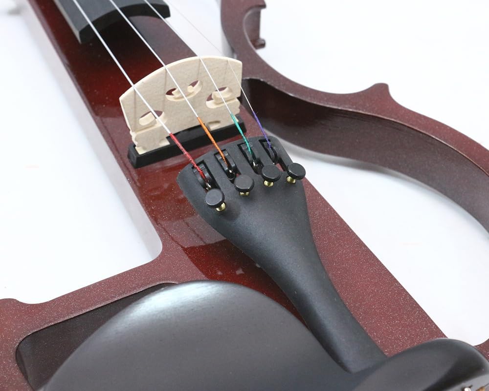 Vetimobato Electric Violin 4/4 Full Size Solid Wood Silent Violin Set for Adults Beginner Practice Electric Fiddle with Ebony Fittings Hard Case & Bow(4 String White)