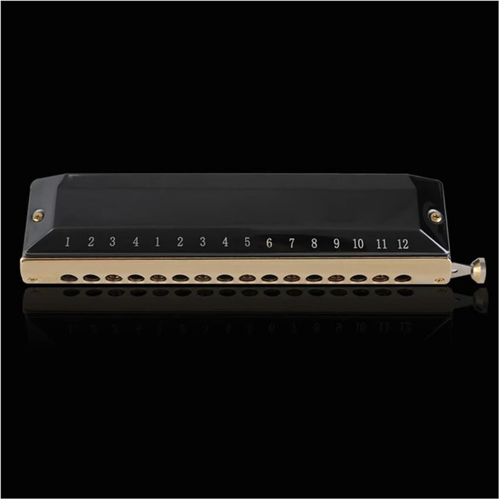 Chromatic Harmonica 16 Holes/64 Tones Mouth Organ Professional Wind Musical Instrument Black Harmonica Professional