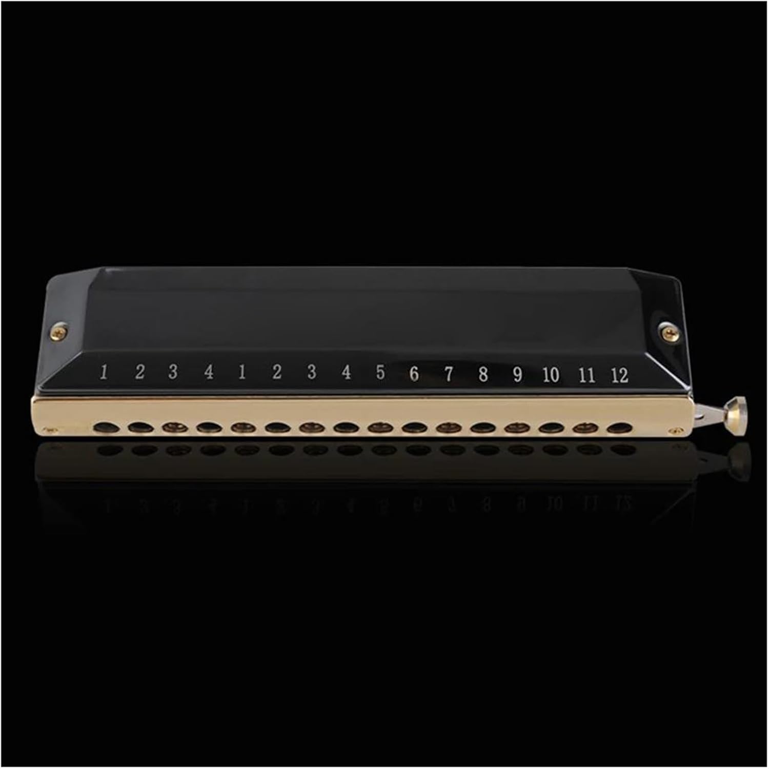 Chromatic Harmonica 16 Holes/64 Tones Mouth Organ Professional Wind Musical Instrument Black Harmonica Professional