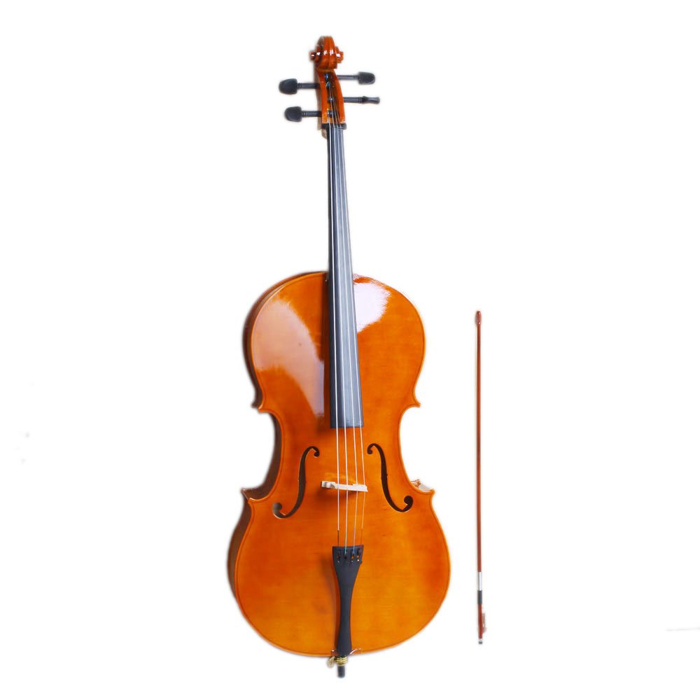 Vasitelan Full-Size Cello, Beginner Cello 4/4, Acoustic Cello Kit with Portable Bag, Bow, Bridge, Rosin, String Musical Instruments (Black)