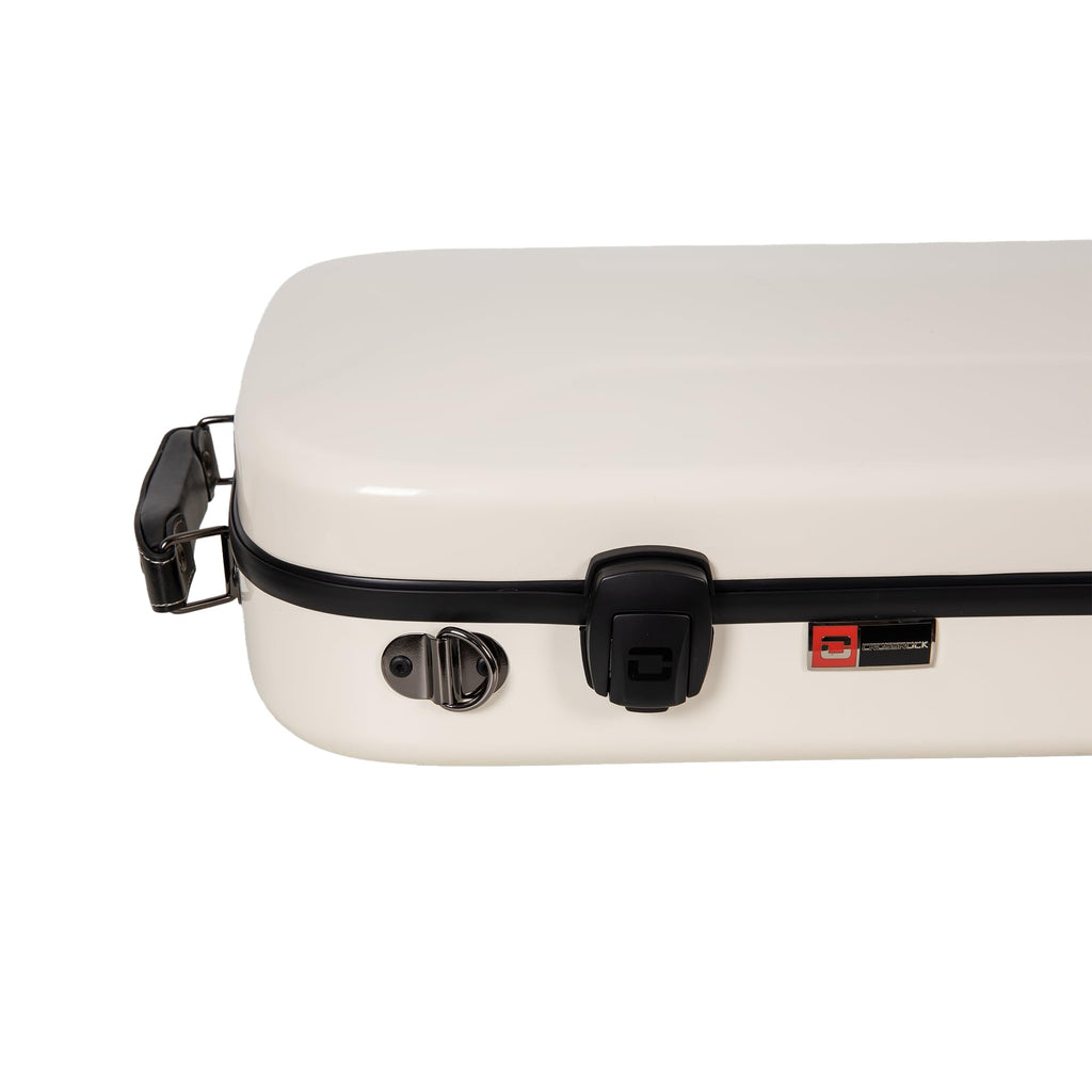 Crossrock Fiberglass Double Violin Case fits Two 4/4 Full-Size Violins- Includes TSA lock, Protective Blanket, Hygrometer, Removable Shoulder Straps- Milky White (CRF2020DVMW)
