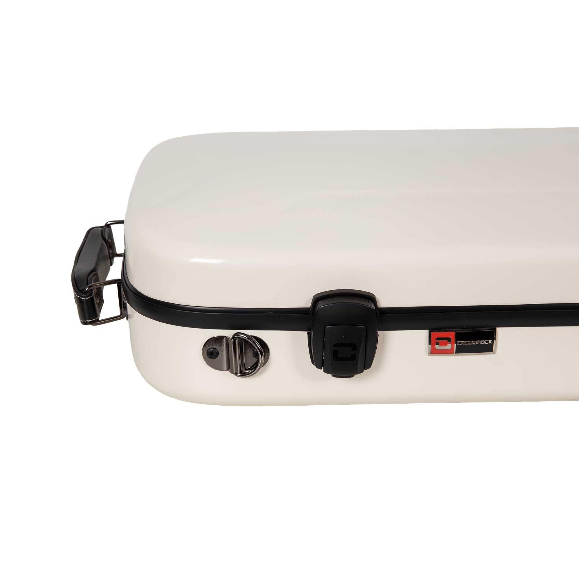 Crossrock Fiberglass Double Violin Case fits Two 4/4 Full-Size Violins- Includes TSA lock, Protective Blanket, Hygrometer, Removable Shoulder Straps- Milky White (CRF2020DVMW)