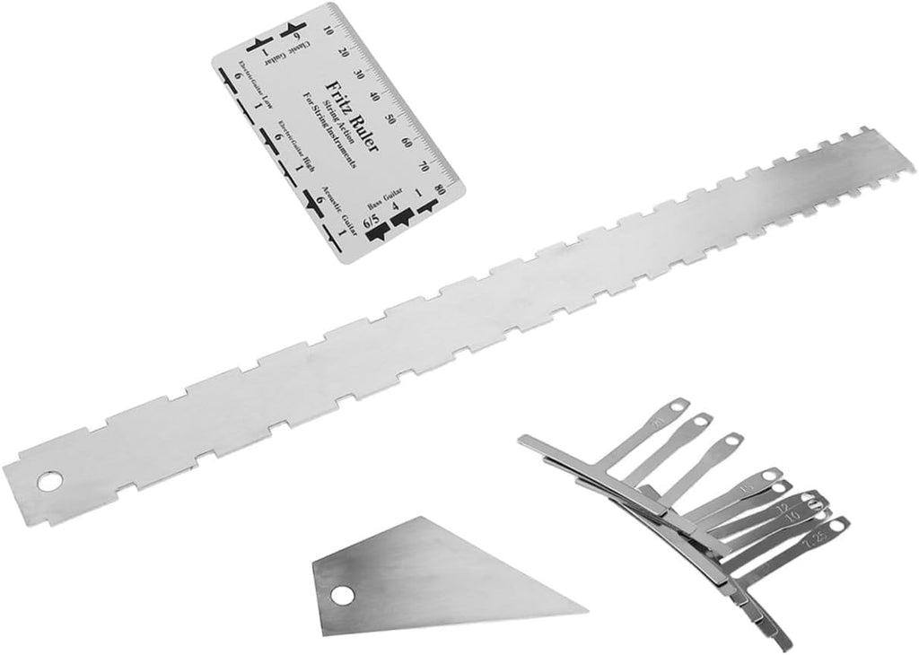 Beavorty Guitar Neck Notched Straight Ruler String Action Gauge Guitar String Distance Measuring Tool for Electric Bass Setup and Fretboard Maintenance