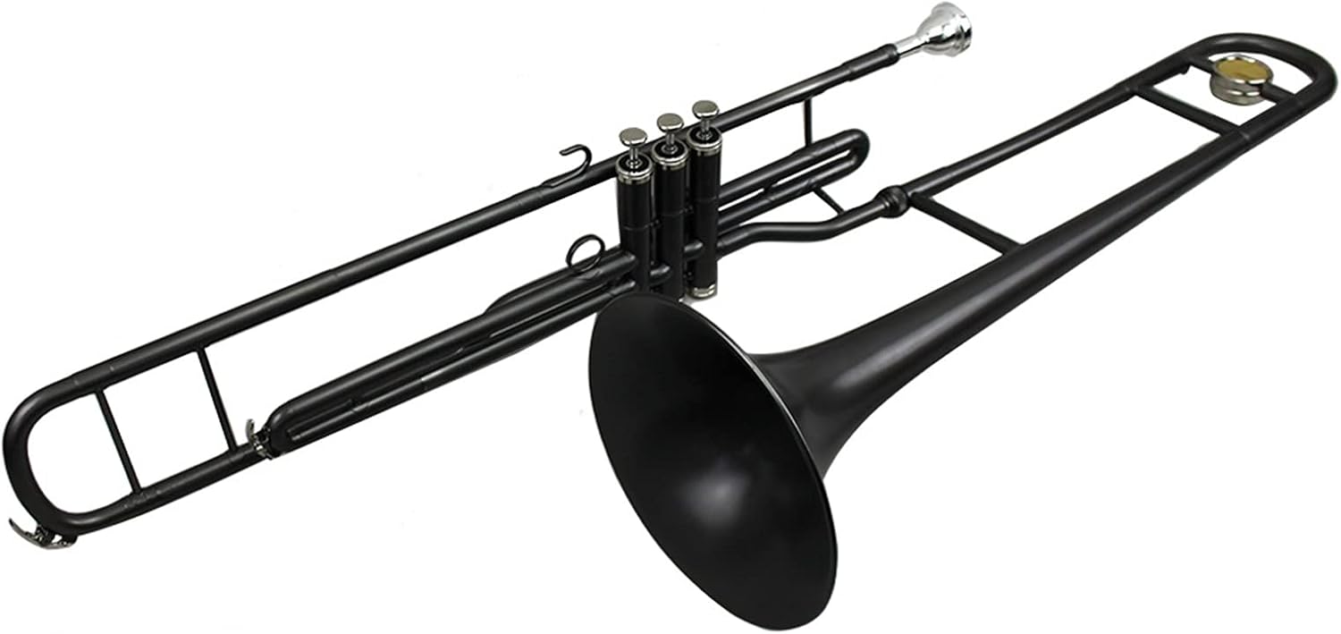 Standard Trombone, Matt Black Nickel, C Key Piston Valves, Brass Body, Trombone Valve
