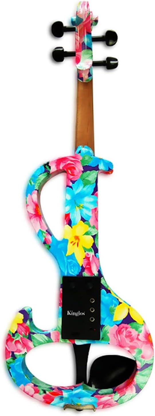 Violin Electric Art Violin Colorful Flowers Painted Solid Wood Silent Violin 4/4 Ebony Parts W/Case Bow Cable Cello Kit
