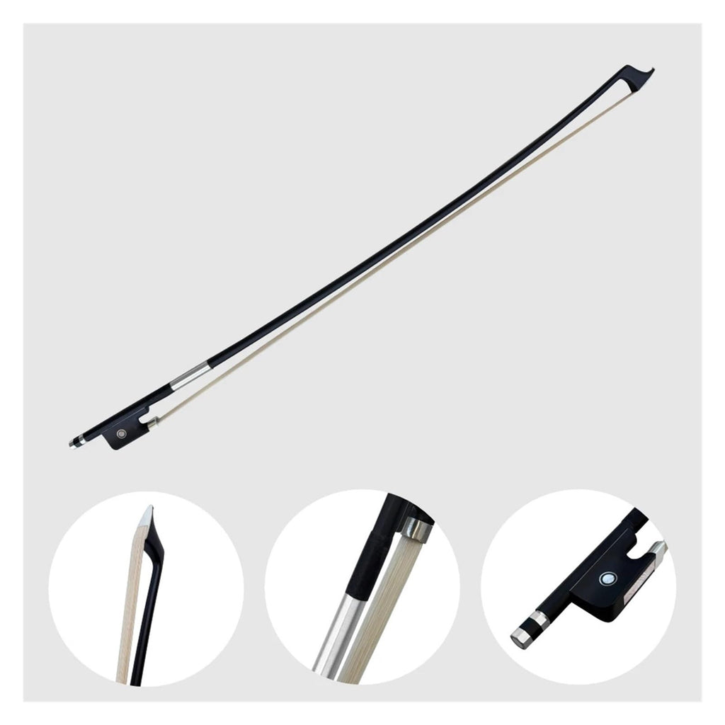 1PCS Advanced Strong Black Carbon Fiber Cello Bow White Horse Hair Fit 4/4 3/4 1/2 1/4 Cello Electric Cello Parts Accessories(1-2Cello Bow)