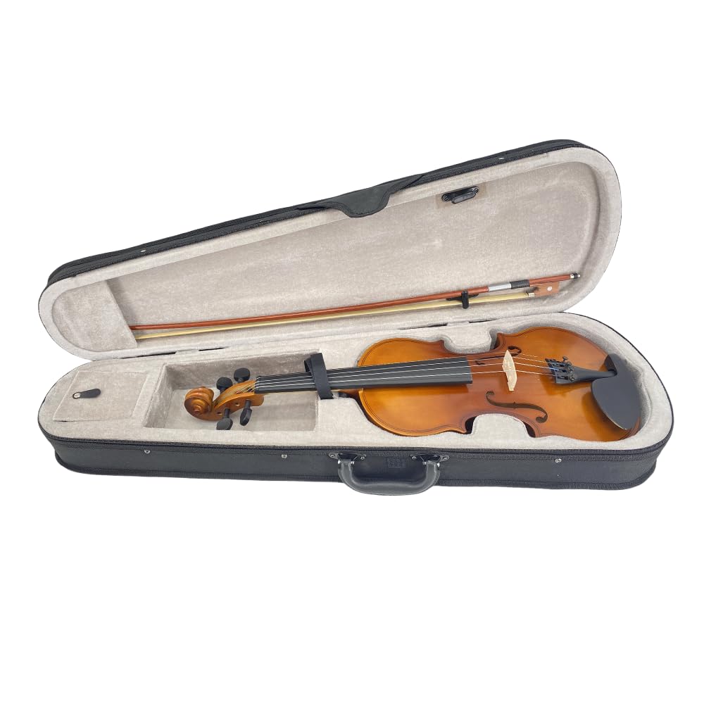 4/4 Violin Kit for Beginners - Perfect for School Orchestra & Daily Practice, Solidwood Maple/Basswood Construction, Matte Black Finish, Hard Case & All Accessories Included