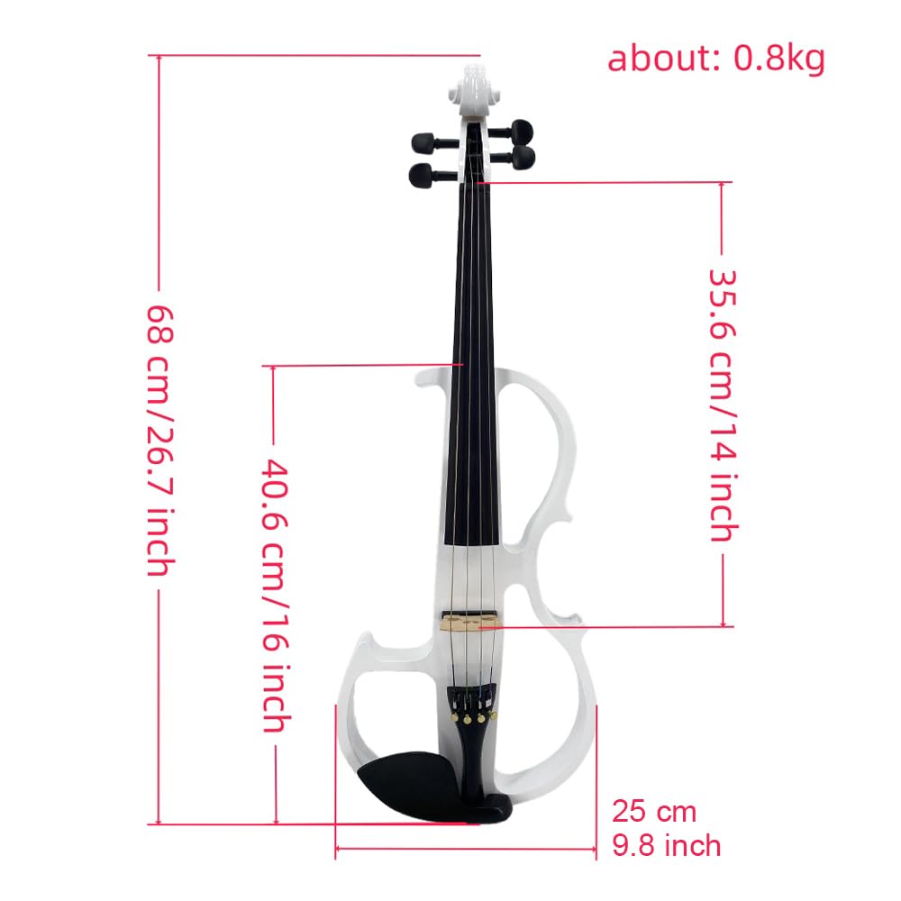 4 String Electric Viola Full 4/4 Size, Silent Practice Viola, Solid Wood Metallic Electric Violas with Ebony Fittings, Beginner Kit for Adults Teens (black)