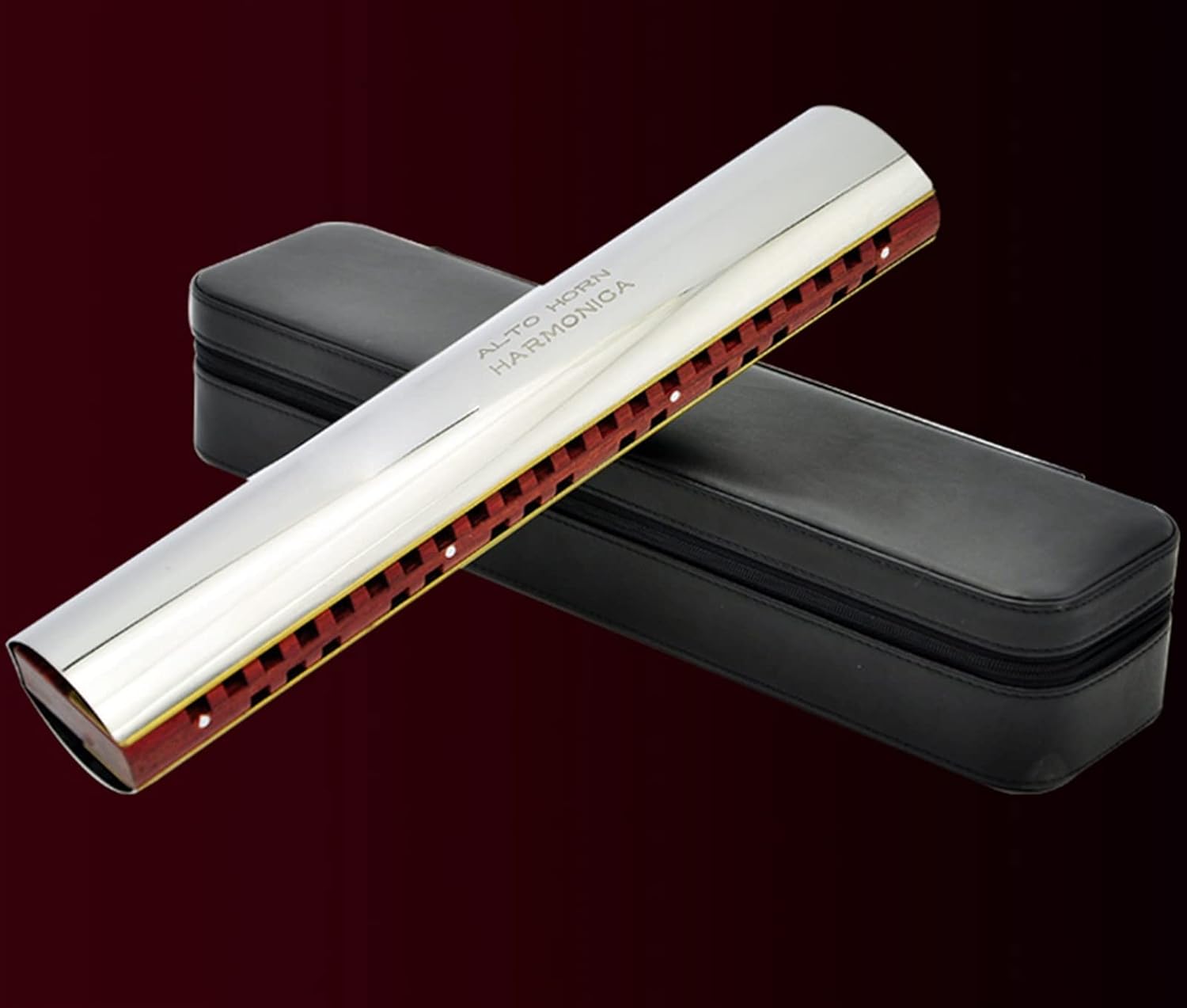 Alto Treble Horn Harmonica Key C Horn Tone Wood Comb Brass Reeds Harp Mouth Organ Harmonica Musical Instrument