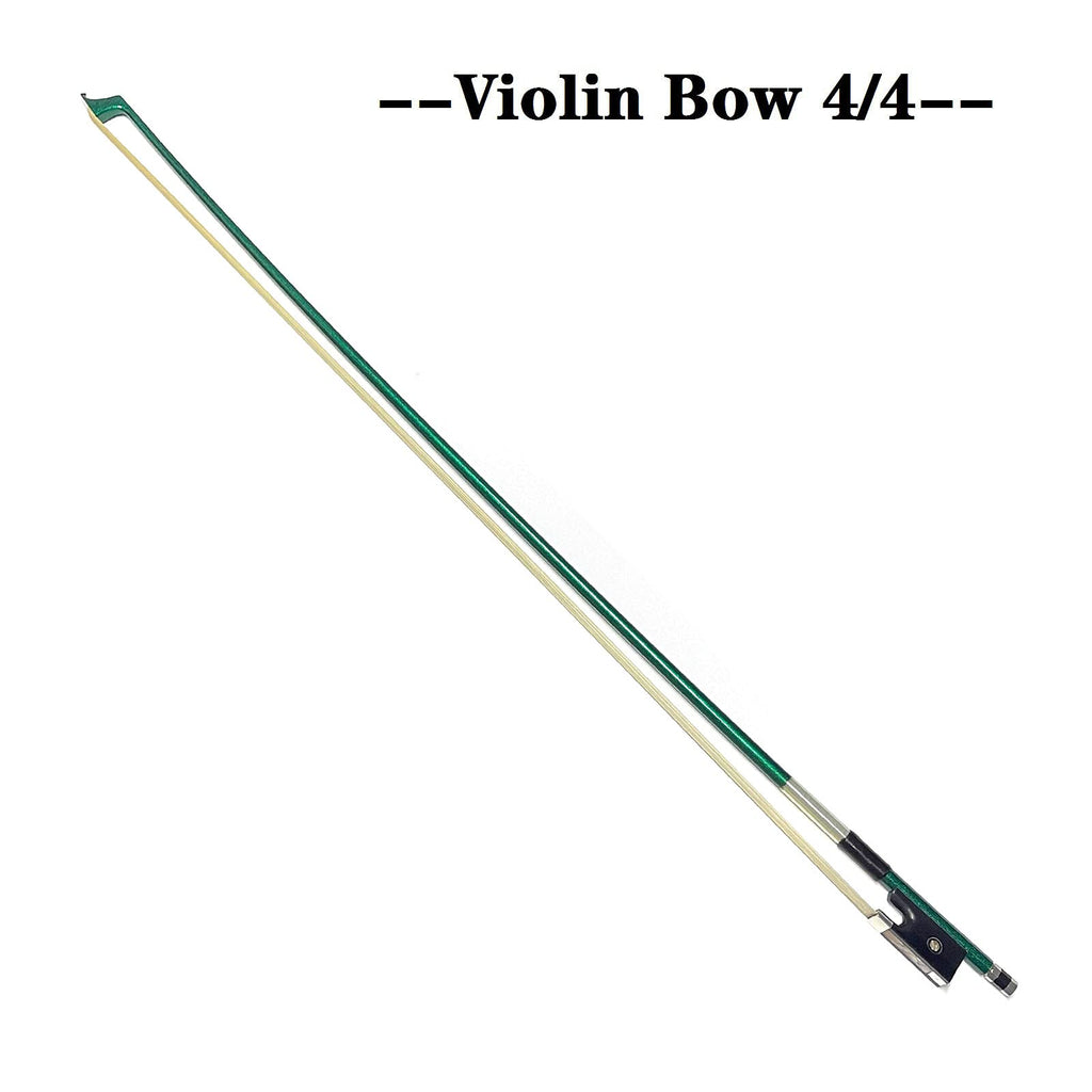 LIEKE Carbon Fiber Violin Bow 4/4 Full Size LightWeight Fiddle Bow (4/4 size, Black)