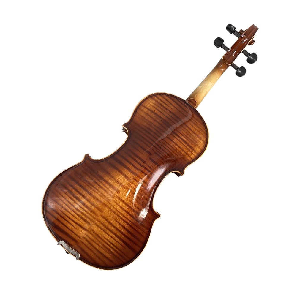 Vetimobato Handmade 4/4 Full Size Violin Set - One-piece Flame Back Maple Neck Solid Wood Fittings Complete Kit with Case Bow Shoulder Rest Strings for Beginners to Intermediate Players (4/4)