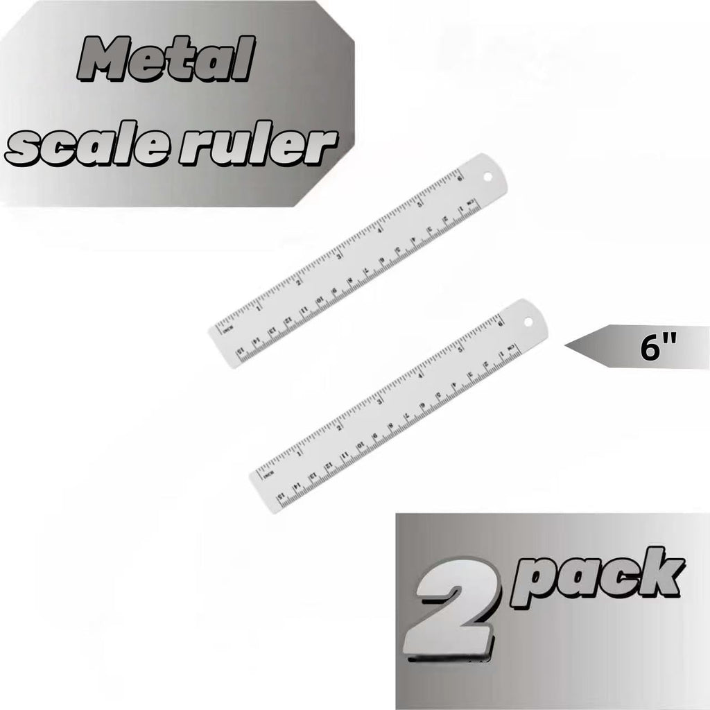 Lakei Stainless Steel Ruler 2-Pack, 6", 12", (15cm,30cm) Dual Scale Ruler | Stainless Steel Ruler Set, Metric Precision Measuring Drawing Ruler, for Drawing, Home, Office and Engineering Use