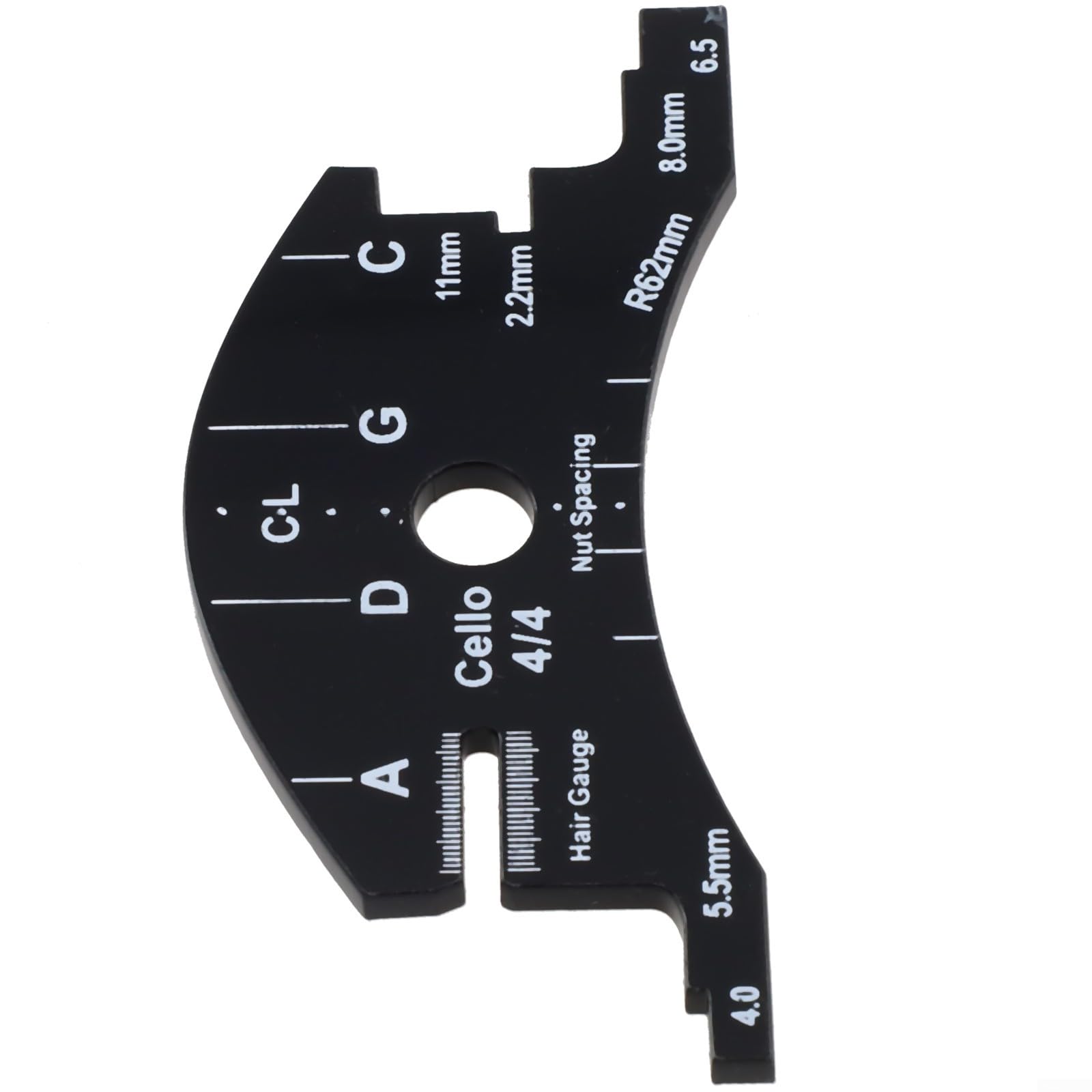 Violin For Bridge Template For Violin Cello Double Bass Multifunctional Luthier Tool For String Height Chord Distance Measurement And Repair Full Size Plastic Gauge Black(Violin 1/2)