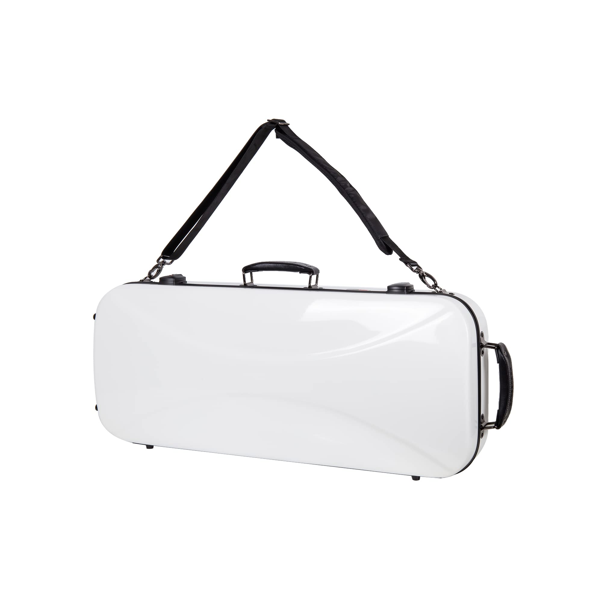 Crossrock Fiberglass Double Violin Case fits Two 4/4 Full-Size Violins- Includes TSA lock, Protective Blanket, Hygrometer, Removable Shoulder Straps- Milky White (CRF2020DVMW)