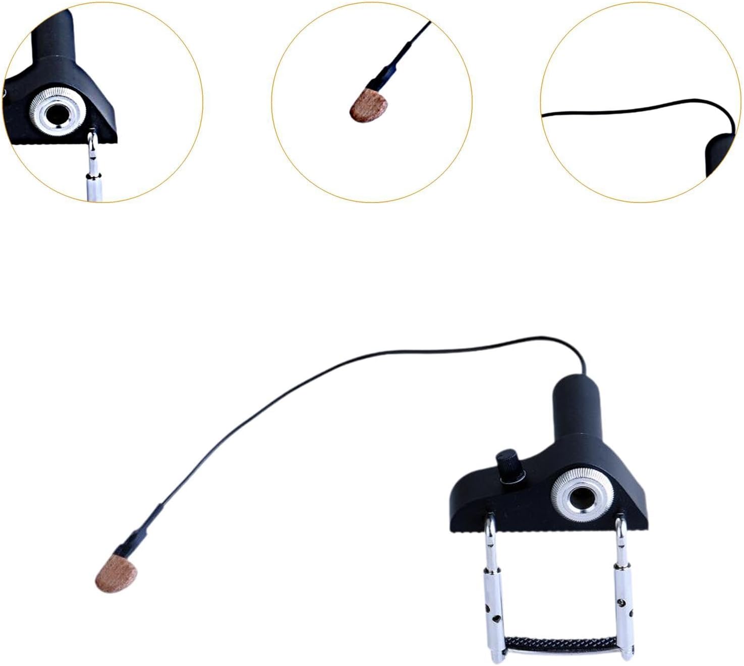 Vaveren Piezo Contact Microphone Pickup with Volume Control Portable Wireless Violin Pickup Professional Piezo Transducer Pickup with Cable for Guitars Mandolin Banjo Bass