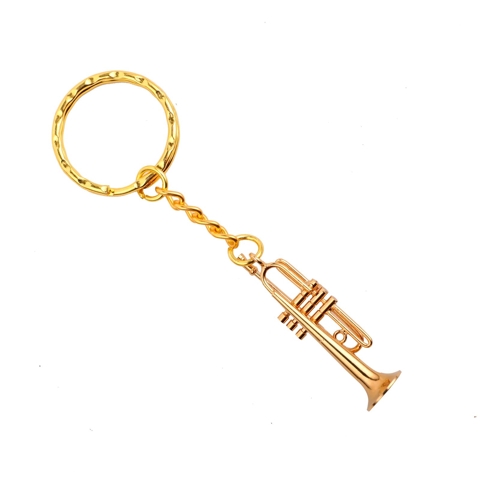 Miniature Musical Instrument Keychain with Case Brass Mini Collectible Figurines Replica Key Ring Birthday Gifts
