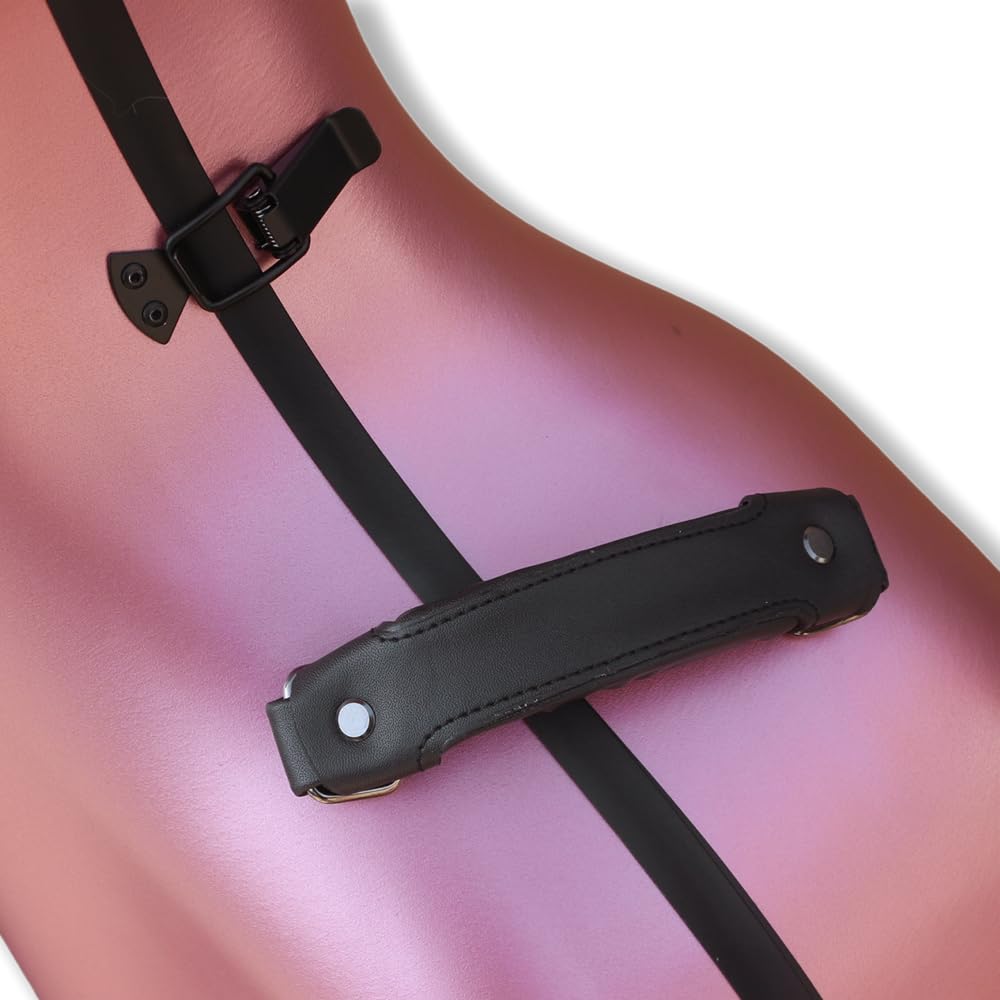 Cello Case 4/4 Carbon Fiber Ultra Lightweight Durable Hard Shell Professional Case with Wheels&Built-in Handles,Travel (pink)