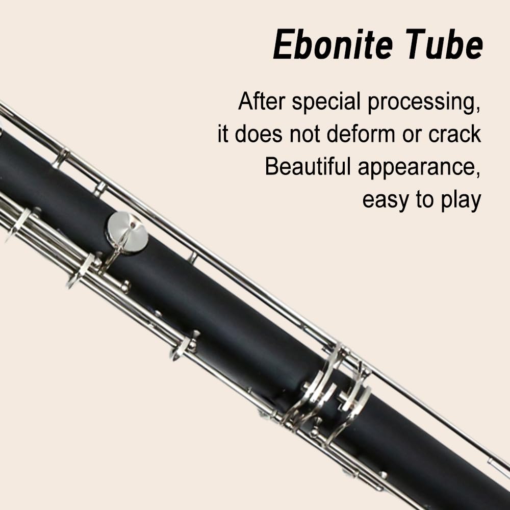 Bass Clarinet Low E | Nickel-Plated Keys, Rich Sound & Durable Hard Rubber Body - Includes Starter Accessories