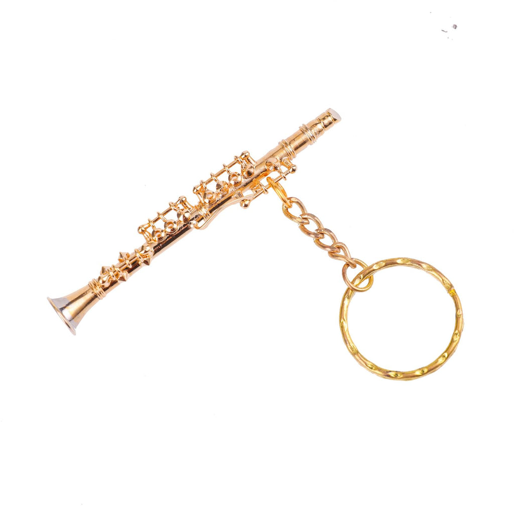 Miniature Musical Instrument Keychain with Case Brass Mini Collectible Figurines Replica Key Ring Birthday Gifts