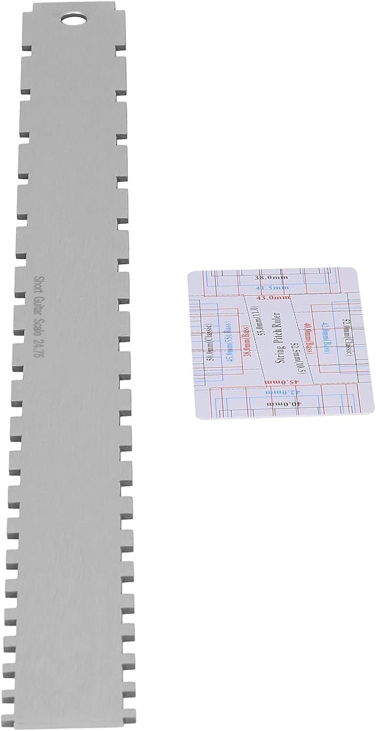 SUNGOOYUE Professional Guitar Luthier Tool, Stainless Steel Neck Straight Edge Ruler, String Action Gauge for Acoustic Electric Bass, Clear Scale Measurement