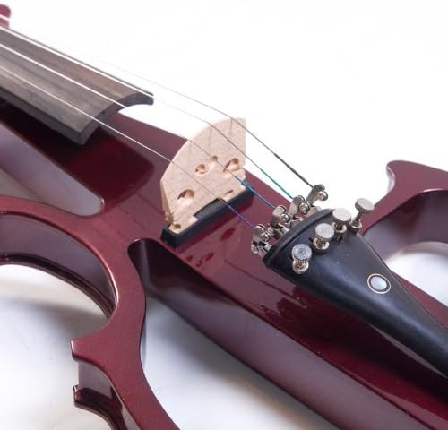 Cecilio Left-Handed Electric Violin - 1/2 Full Set Solid Wood Electric Silent Violin with Ebony Fittings, Ideal Gifts for Musicians & Music Enthusiasts, Mahogany Metallic