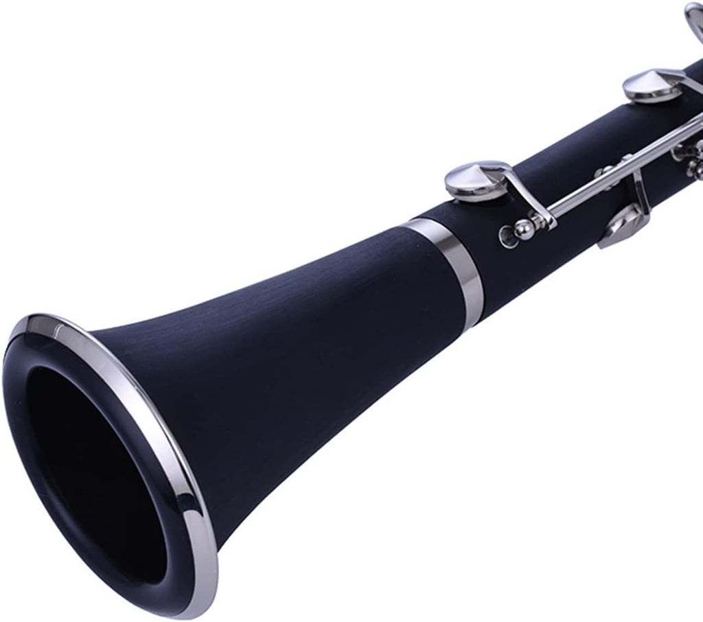 TSTS Standard Bakelite Clarinet Black Tube Bakelite B-Flat 17-Key Nickel-Plated Keys with Beautiful Sound Quality Clarinet for Beginner