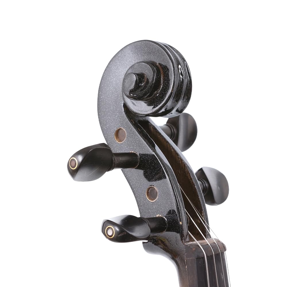 4 String Electric Viola Full 4/4 Size, Silent Practice Viola, Solid Wood Metallic Electric Violas with Ebony Fittings, Beginner Kit for Adults Teens (black)