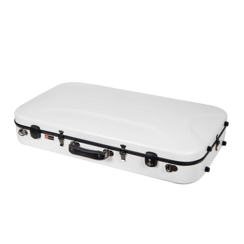 Crossrock Fiberglass Double Case for Mandolin & 4/4 Violin – Fits A & F-Style | Black Gloss Finish, TSA Lock, Backpack Straps, Accessory Storage – Pro Tour Series