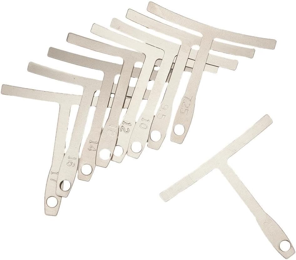 Guitar Radius Gauge Set 9-Piece Stainless Steel Fretboard Curvature Ruler with String Height Action Tool for Luthier Repair Silver